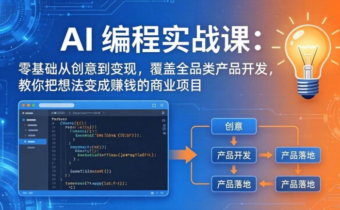 AI编程实战课-第三期-6月更新：零基础从创意到变现，覆盖全品类产品开发，把想法变成赚钱项目