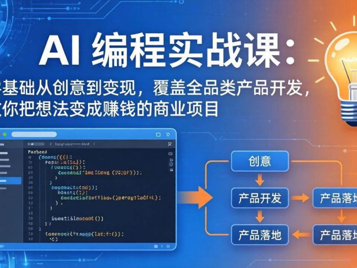 AI编程实战课-第三期-6月更新：零基础从创意到变现，覆盖全品类产品开发，把想法变成赚钱项目