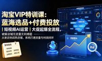 淘宝VIP特训课-更新：蓝海选品+付费投放｜短视频AI运营｜大促起爆全流程，破解店铺无流量无利润难题