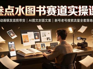 叁点水图书赛道实操课｜矢量动画银发混剪带货，AI图文封面文案，新号老号搜索流量全套落地教程