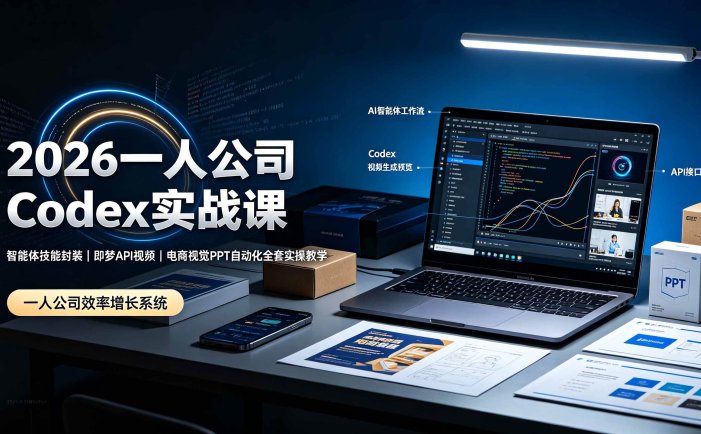 2026一人公司Codex实战课◆智能体技能封装｜即梦API视频｜电商视觉PPT自动化全套实操教学