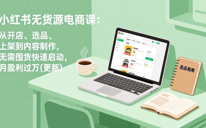 小红书无货源电商课(7月更新)：从开店、选品、上架到内容制作，无需囤货快速启动，月盈利过万