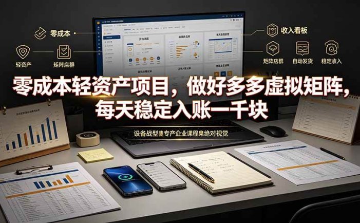 零成本轻资产项目，做好多多虚拟矩阵，每天稳定入账一千块