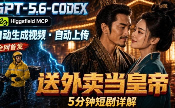 GPT-5.6 Codex+Higgsfield MCP：一条指令生成5分钟短剧并自动上传YouTube