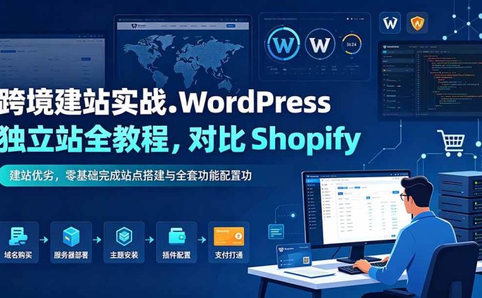 跨境建站实战：WordPress 独立站全教程，对比 Shopify 建站优劣，零基础完成站点搭建与全套功能配置