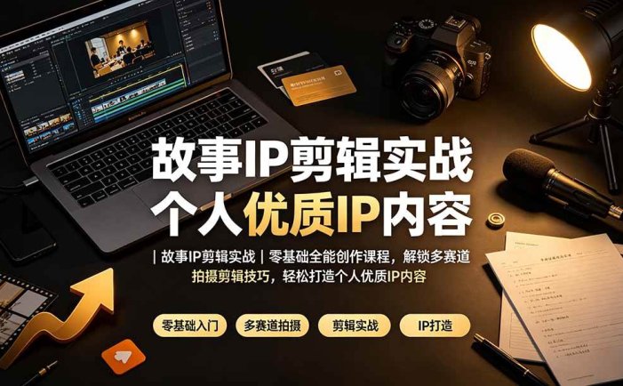 故事IP剪辑实战｜零基础全能创作课程，解锁多赛道拍摄剪辑技巧，轻松打造个人优质IP内容