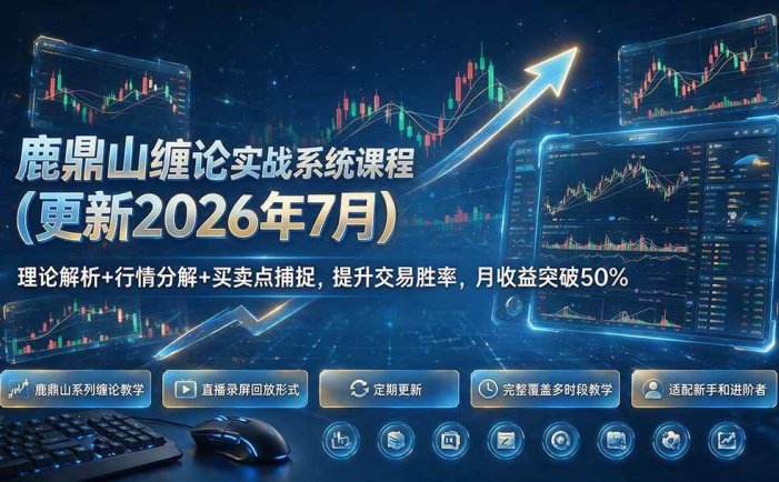 鹿鼎山缠论实战系统课程(更新26年7月)，理论解析+行情分解+买卖点捕捉，提升交易胜率，月收益突破50%