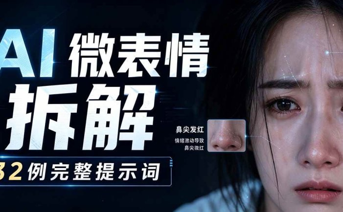 AI微表情拆解提示词合集，精准调控AI角色表情，告别塑料感、AI面瘫脸。