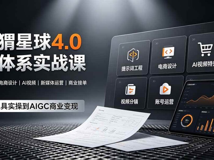 刺猬星球4.0全体系实战课，覆盖提示词工程、电商设计、AI视频特效与新媒体运营，一站式掌握AIGC商业核心技能