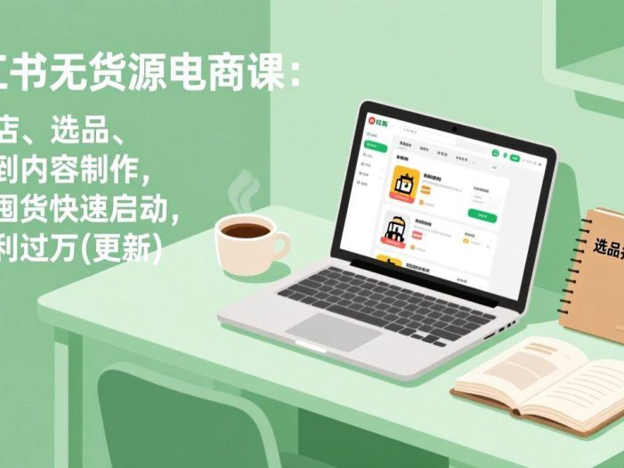 小红书无货源电商课(7月更新)：从开店、选品、上架到内容制作，无需囤货快速启动，月盈利过万