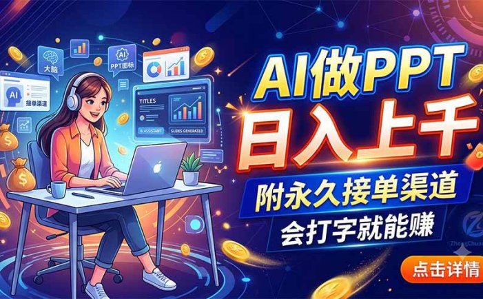 AI做PPT日入上千，附永久接单渠道，会打字就能赚