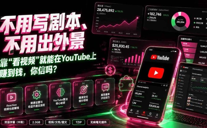 不用写剧本、不用出外景——靠”看视频”就能在YouTube上赚到钱，你信吗？【原创双语字幕】